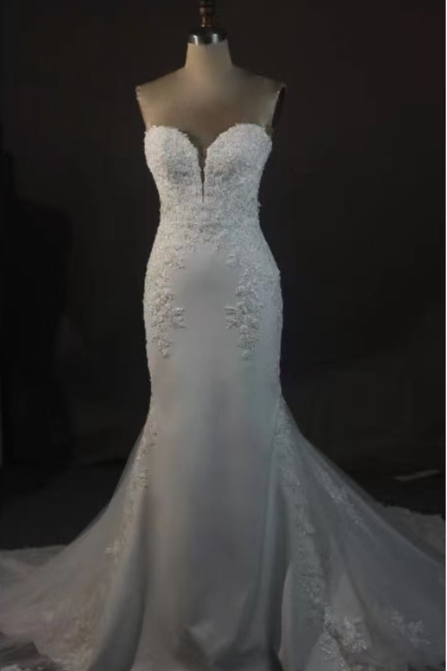 Auriella strapless beaded lace mermaid wedding dress, front