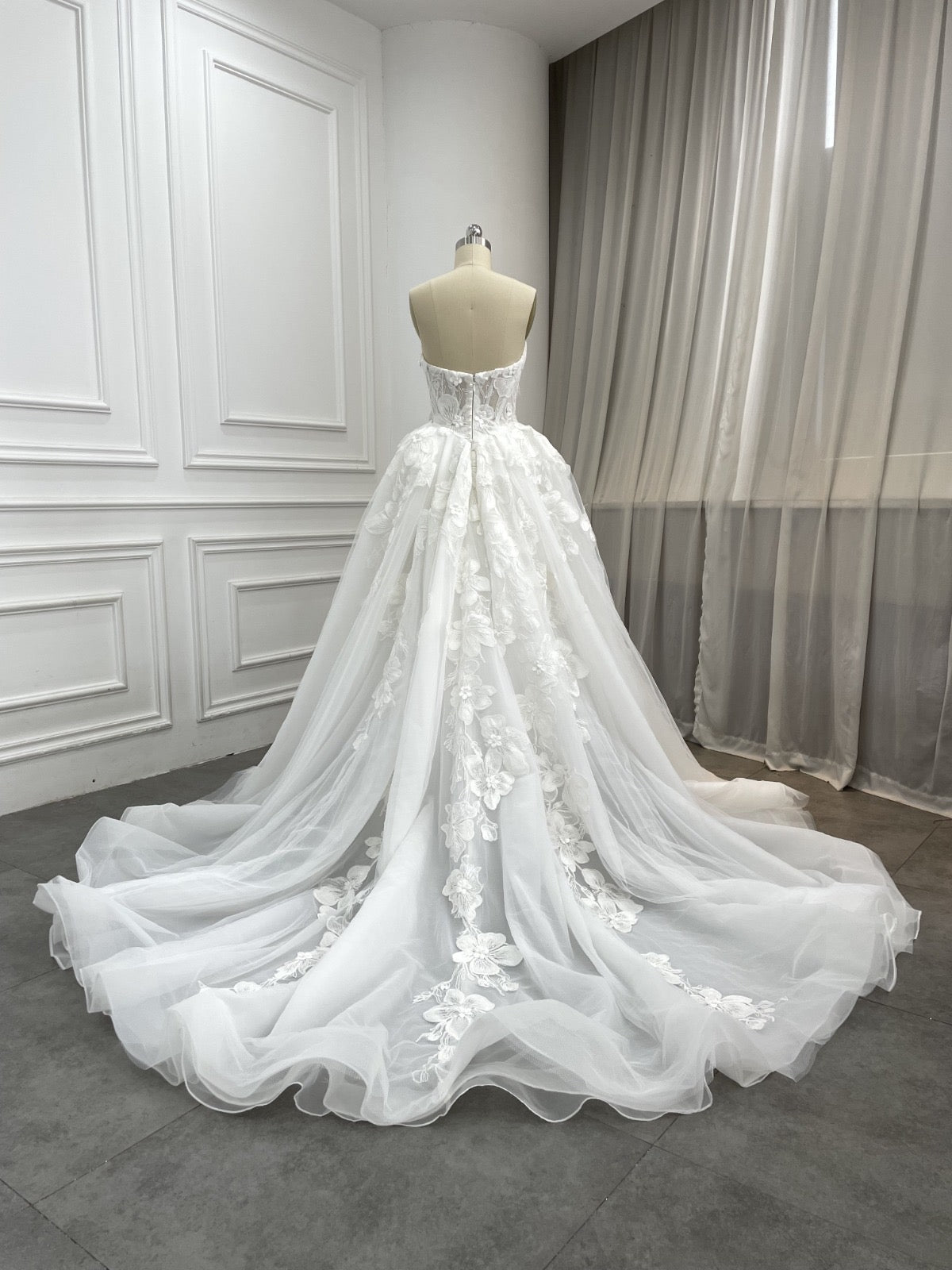 Diamond floral ball gown wedding dress, back