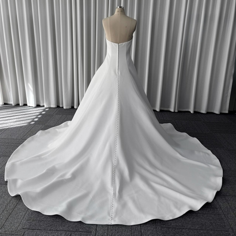 Opal minimalist A-line wedding dress, back