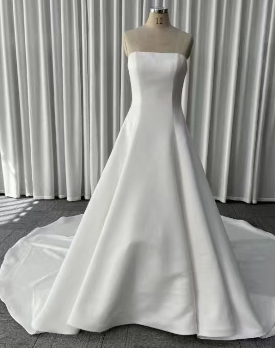 Opal strapless minimalist A-line wedding dress, front